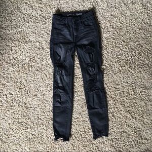 American Eagle Black Distressed Jeans